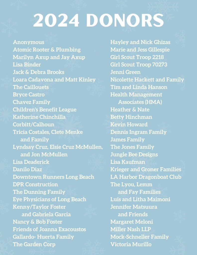 Adopt-A-Family 2024 Digital Tribute Book Donor List