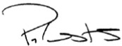 Tricia's signature for letter that gives thanks 